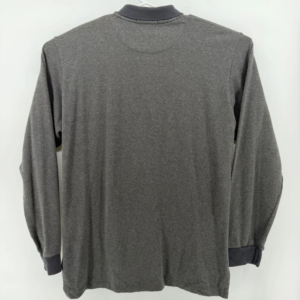 Polo Ralph Lauren Mens Long‎ Sleeve Polo Shirt Gray Textured Knit Size XL